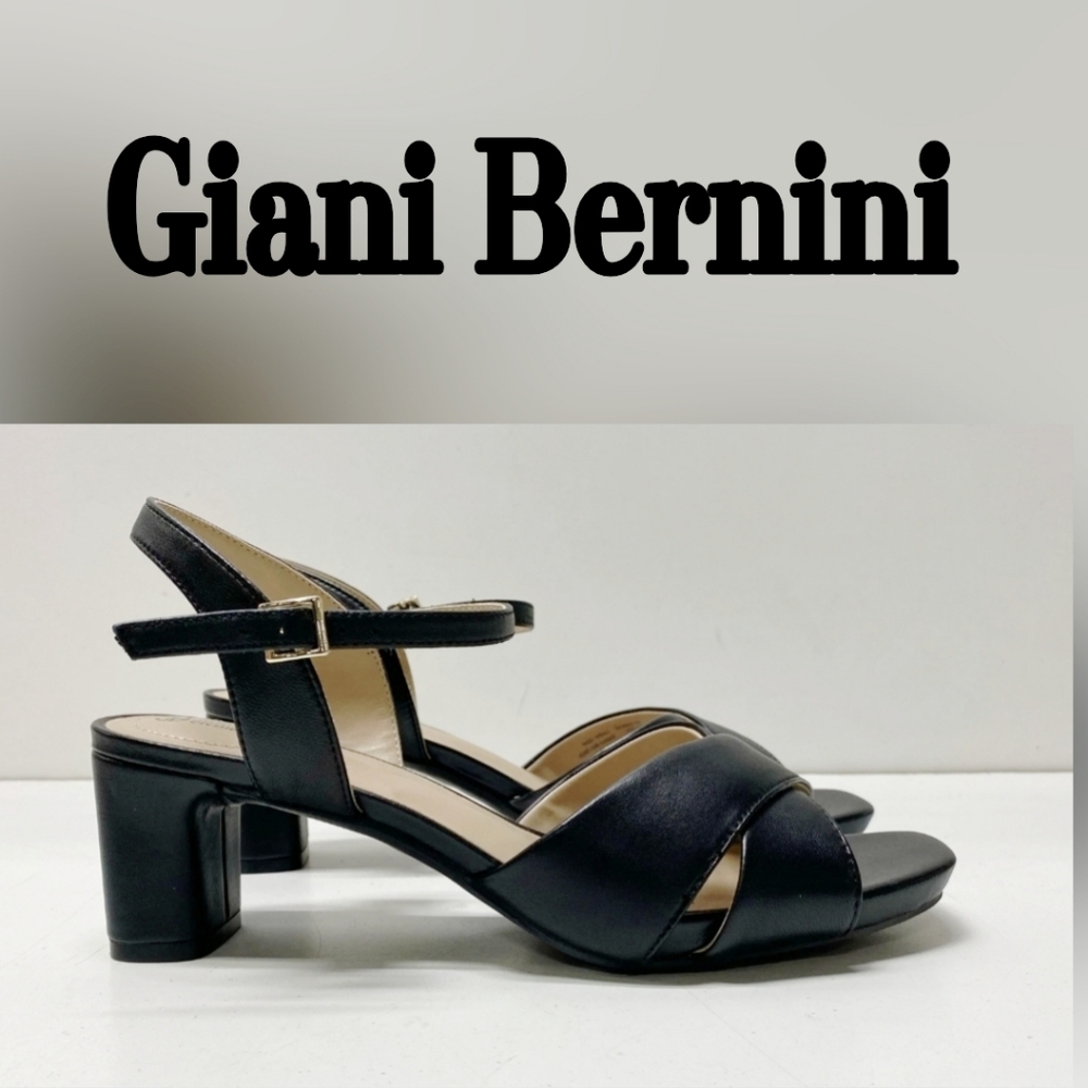 New Giani Bernini Memory Foam Leather Strappy Block Heel Sandals 8 - Picture 2 of 11